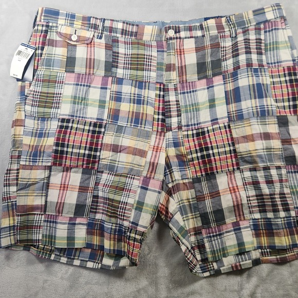 Polo Ralph Lauren Flat Front Shorts Mens 46B Madres Plaid Multi Classic Fit 8" - Picture 1 of 7